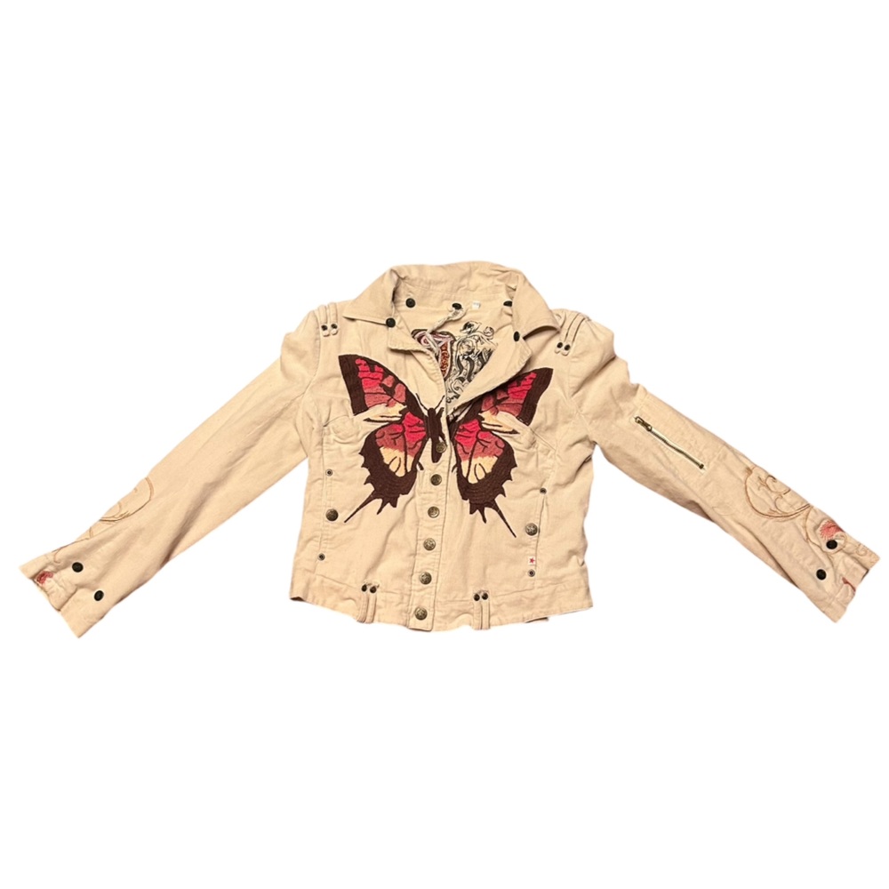 Johnny Was Vintage Cargo Cordorouy Jacket With Butterfly embroidery - Picture 9 of 13